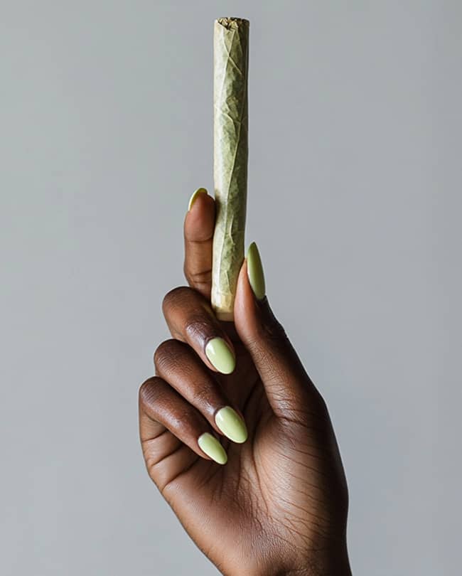 Ein handgerollter Cannabis Joint aus reinem Cannabis oder einer Mischung mit Tabak und Rolling Paper