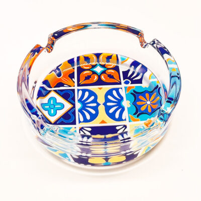 Aschenbecher mit Fliesenglas Muster verschiedene Designs Muster 3 - Hanfjack