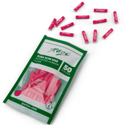 PURIZE Aktivkohlefilter XTRA Slim 6mm im Beutel Pink 50 Stück - Hanfjack